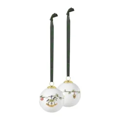 Kähler Hammershøi Jul Julekugle 2024 - 2 stk Ø 4 cm - Porcelæn - Hvid