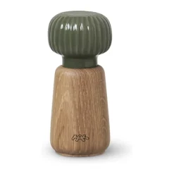 Kähler Hammershøi Kværn H 14,5 cm - Olieret egetræ/porcelæn - Mørk grøn