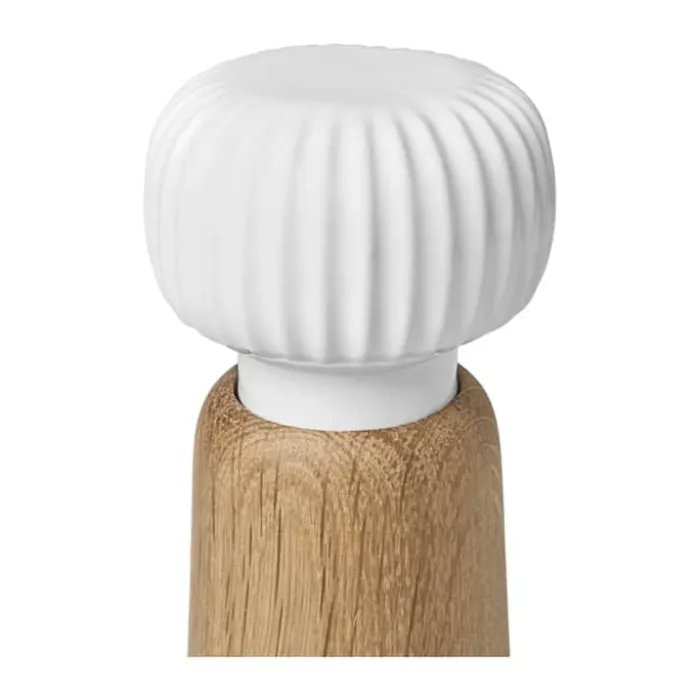 Kähler Hammershøi Kværnsæt - 2 stk. H 16 cm - Porcelæn/egetræ - Hvid