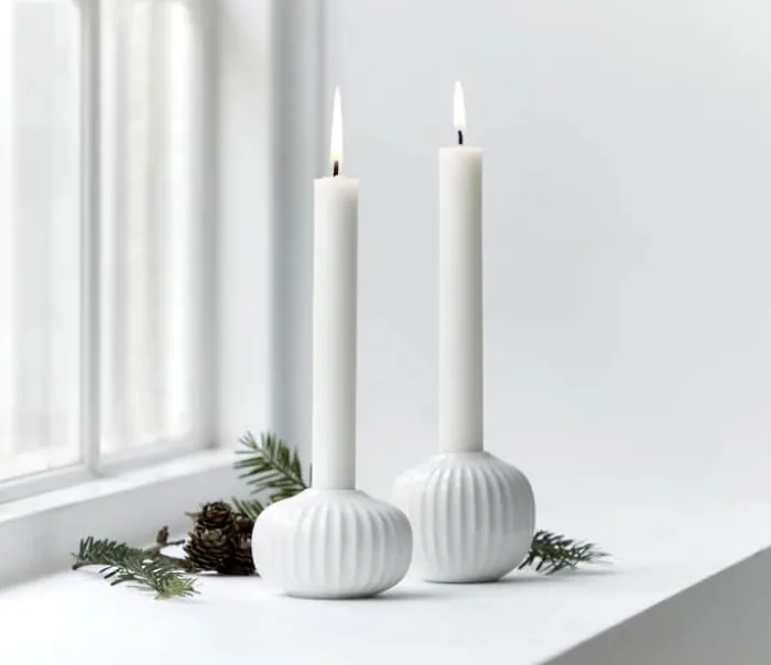 Kähler Hammershøi Lysestage H 5,5 cm -Porcelæn - Hvid