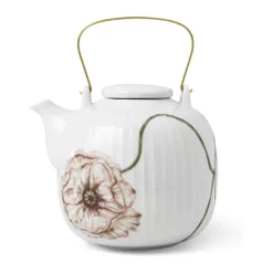 Kähler Hammershøi Poppy Tekande 1,2 liter - Porcelæn - Hvid m. deko