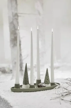 Kähler Nobili Adventsstage B 33 x L 13 cm - Benporcelæn - Olivengrøn