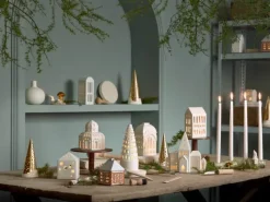 Kähler Nobili Fyrfadsstage - Juletræ H 30 cm - Benporcelæn - Guld