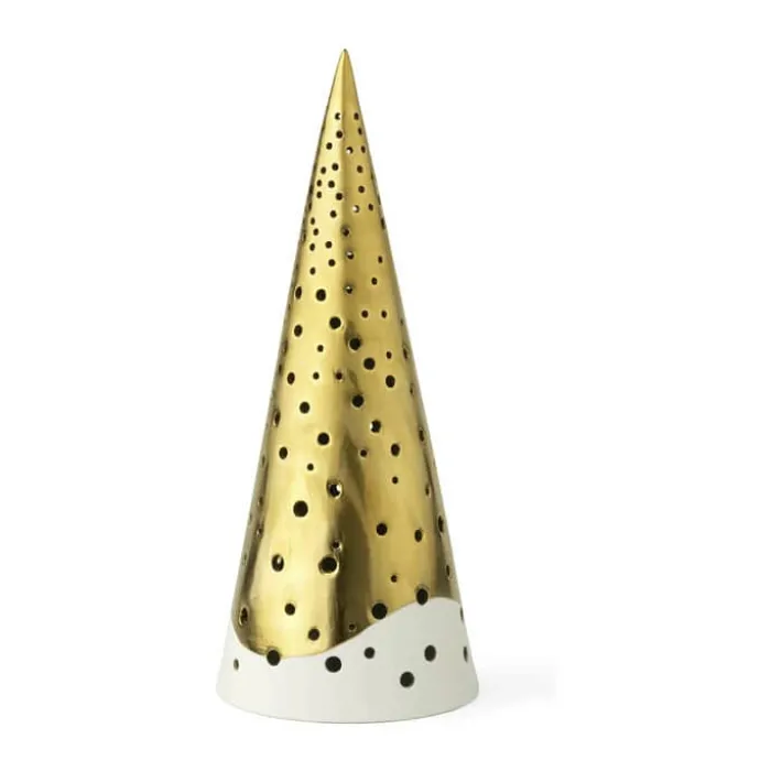 Kähler Nobili Fyrfadsstage - Juletræ H 25,5 cm - Benporcelæn - Guld