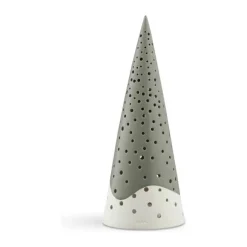 Kähler Nobili Fyrfadsstage - Juletræ H 30 cm - Benporcelæn - Olivengrøn