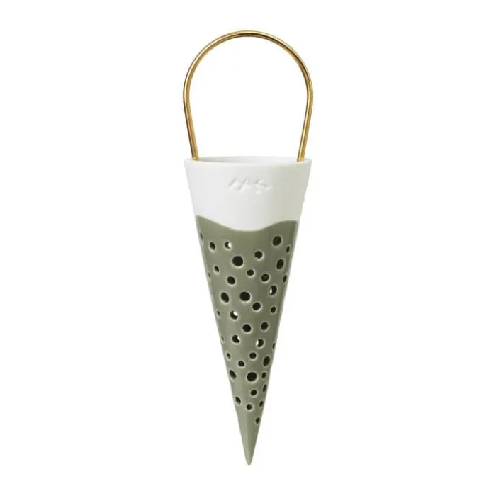 Kähler Nobili Kræmmerhus H 18 cm - Benporcelæn - Olivengrøn