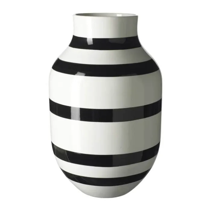 Kähler Omaggio Vase H 30,5 cm - Fajance - Hvid/sort