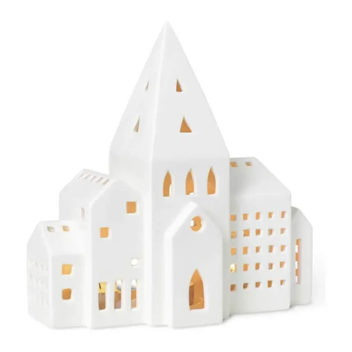 Kähler Urbania Lyshus - City H 21 x B 20,5 x D 8 cm - Keramik - Hvid