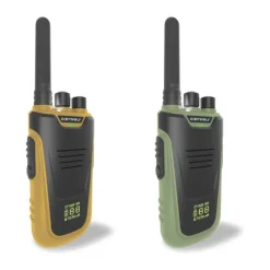 Kidywolf Walkie Talkie - 2 stk. 3 til 6 km rækkevidde - Genopladelig - Gul/grøn