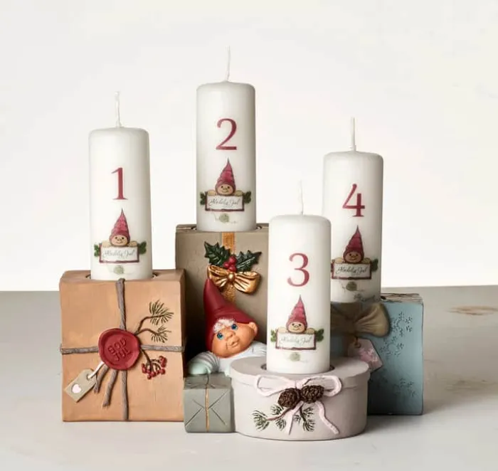 Klarborg Adventsstage - Bjarke H 12 cm - Special keramik - Lyseblå/beige