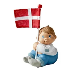 Klarborg Fødselsdagsdreng m. flag H 11 cm - Keramik - Lyseblå