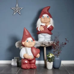 Klarborg Nisse - Martin H 80 cm - Keramik - Rød/ Grå