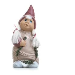 Klarborg Nisse - Trine H 19 cm - Keramik - Rød/ Grå