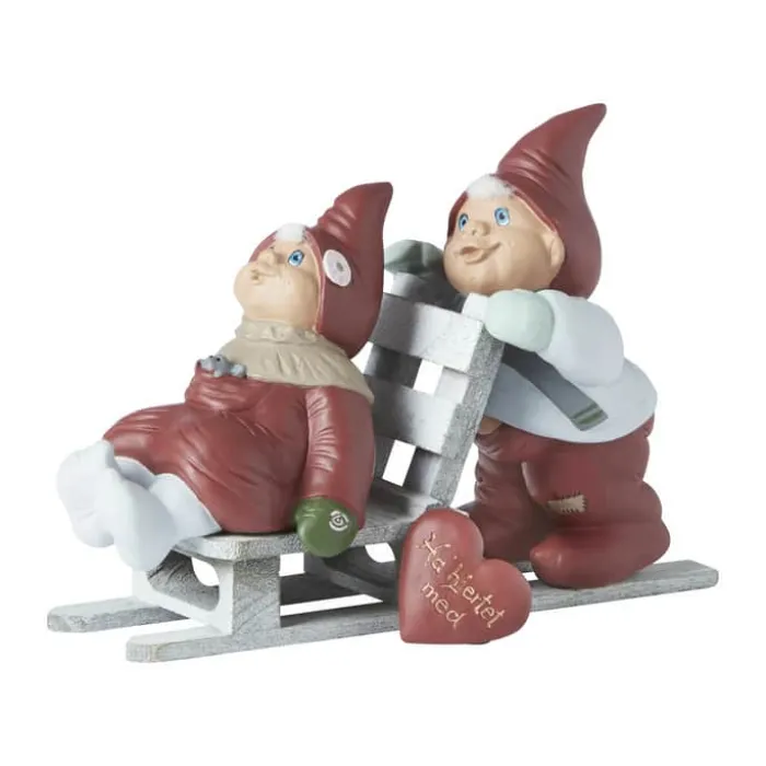 Klarborg Årsnissepar 2020 - Hans Christian & Janne H 14 cm - Polyresin/specialkeramik - Rød