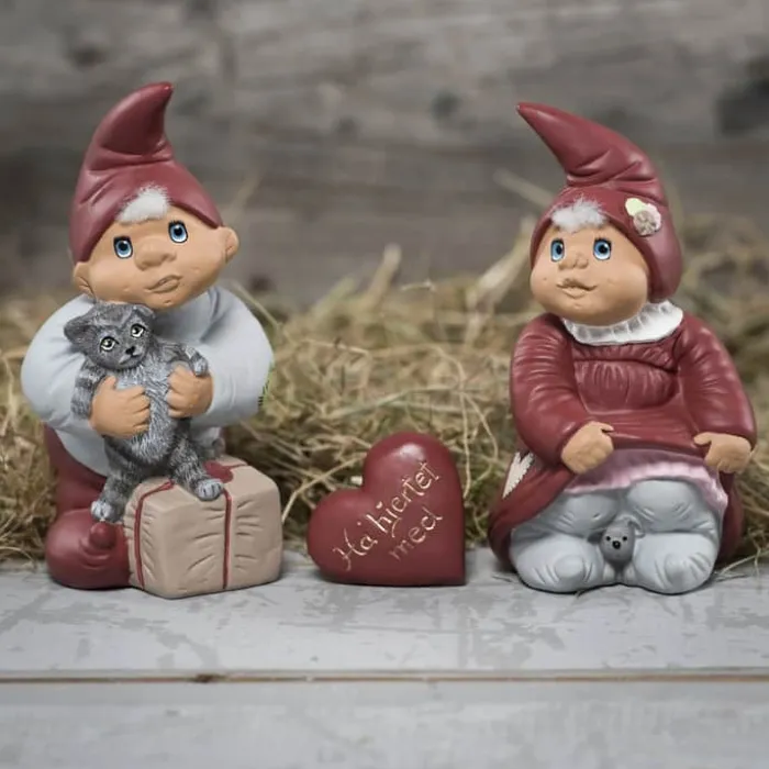 Klarborg Årsnissepar 2015 - Uffe & Andrea H 13 cm - Keramik - Rød/ Grå