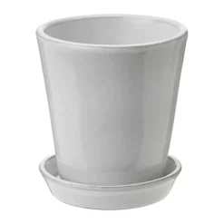 Knabstrup Keramik Dyrkningspotte H 11 cm - Terracotta - Hvid