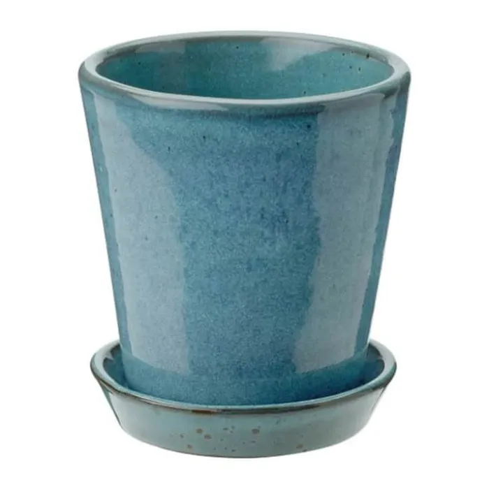Knabstrup Keramik Dyrkningspotte H 11 cm - Terracotta - Støvet blå