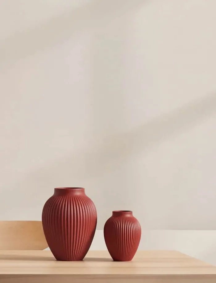 Knabstrup Keramik Riller Vase H 20 cm - Keramik - Soft cherry