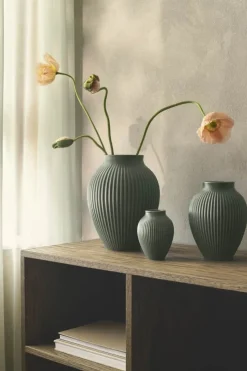 Knabstrup Keramik Riller Vase H 20 cm - Keramik - Celadon Green