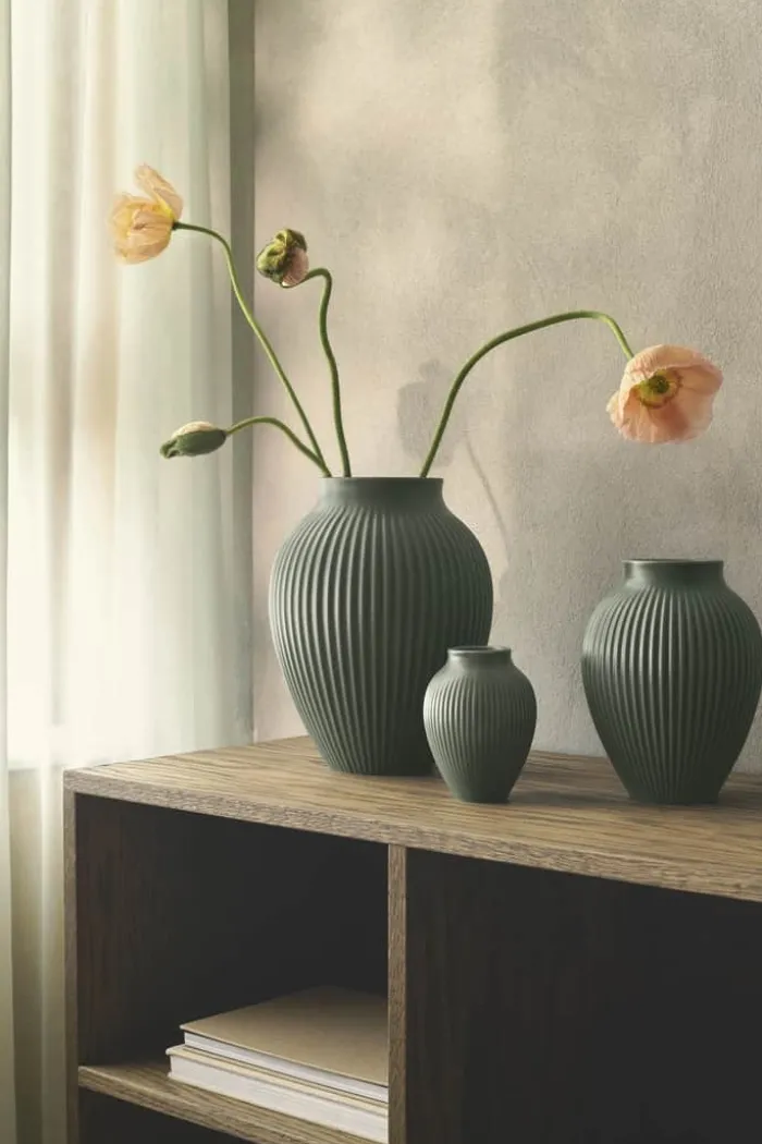 Knabstrup Keramik Riller Vase H 20 cm - Keramik - Celadon Green