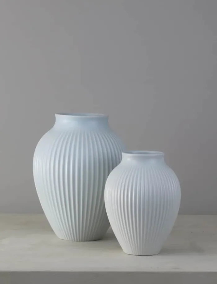 Knabstrup Keramik Ripple Vase H 27 cm - Keramik - Ice blue