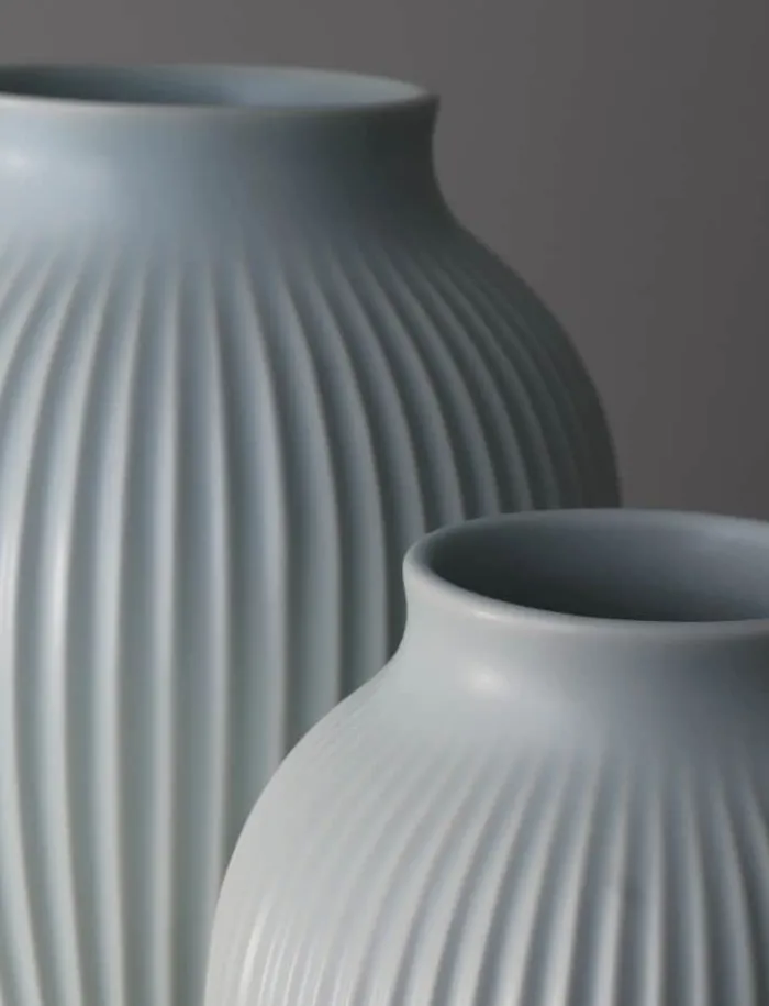 Knabstrup Keramik Ripple Vase H 27 cm - Keramik - Ice blue