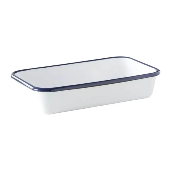 Kockums Jernverk Ovenfast fad B 13,5 x L 23 cm - Emaljeret stål - White/Marine