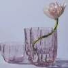 Kosta Boda Crackle Lysestage H 5,8 x 9,7 cm - Krystalglas - Pink