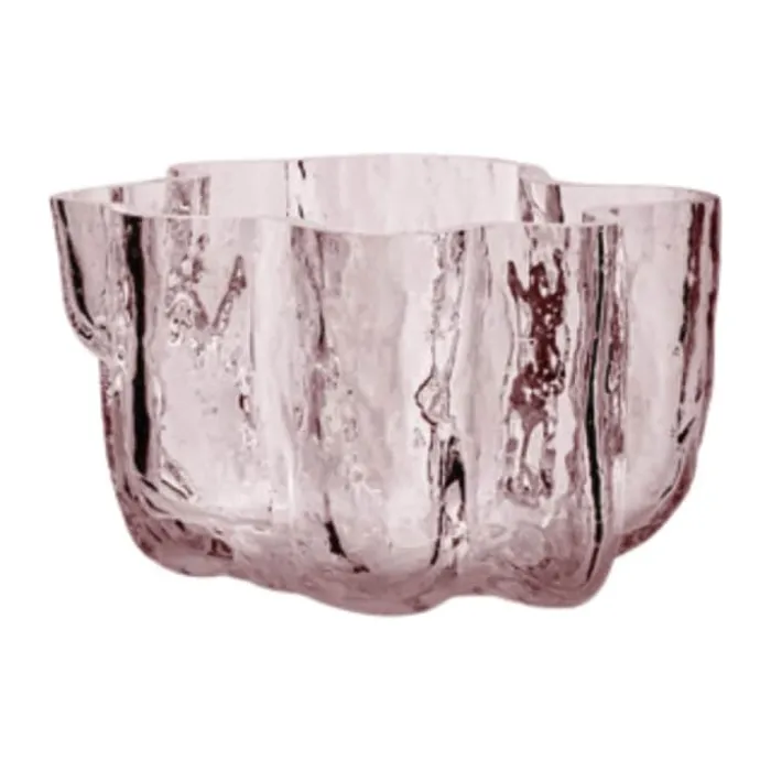 Kosta Boda Crackle Lysestage H 5,8 x 9,7 cm - Krystalglas - Pink