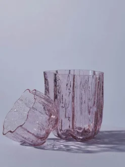 Kosta Boda Crackle Lysestage H 5,8 x 9,7 cm - Krystalglas - Pink