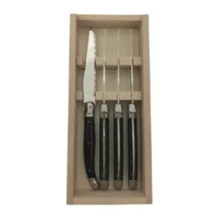 Laguiole Steakkniv - 4 stk. Rustfrit stål 18/8/ABS-plastik - Sort