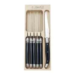 Laguiole Steakkniv - 6 stk. Rustfrit stål 18/8/ABS-plastik - Sort