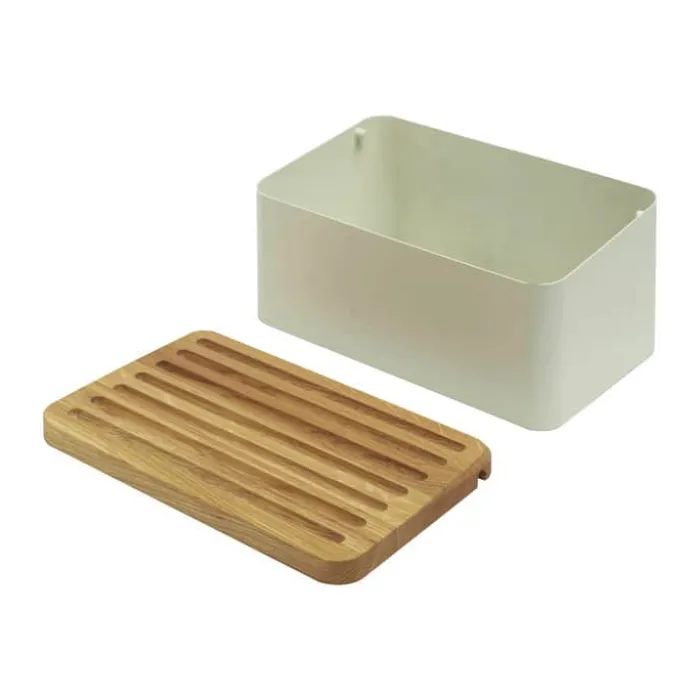 Legnoart Crispy Brødkasse H 16 x B 22 x L 35 cm - Metal/egetræ - Hvid