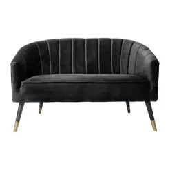Leitmotiv Royal Sofa H 80 x B 128 cm - Velour - Sort