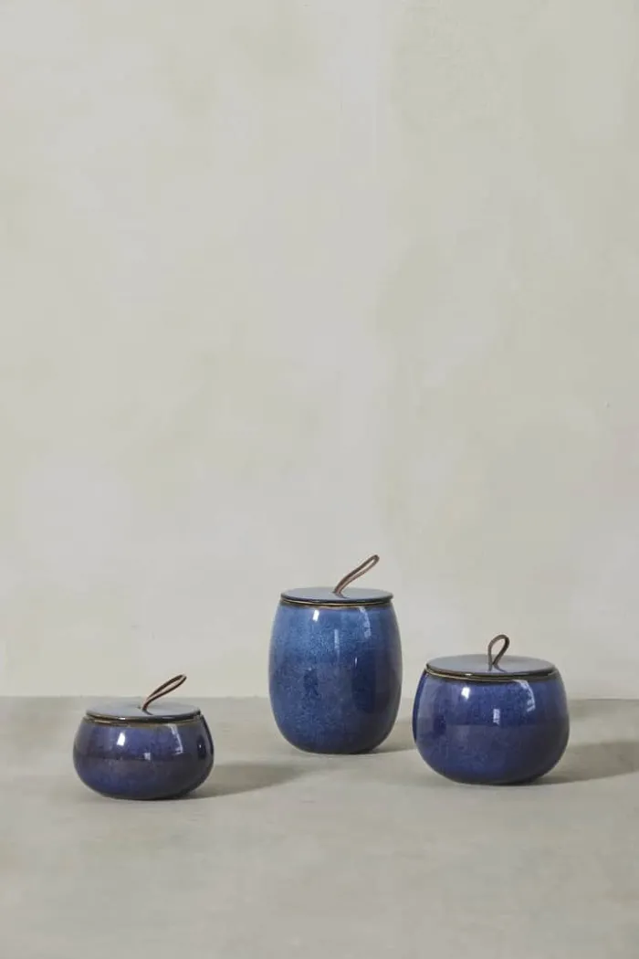 Lene Bjerre Amera Krukke Ø 13,5 x H 10,5 cm - Stentøj - Blå