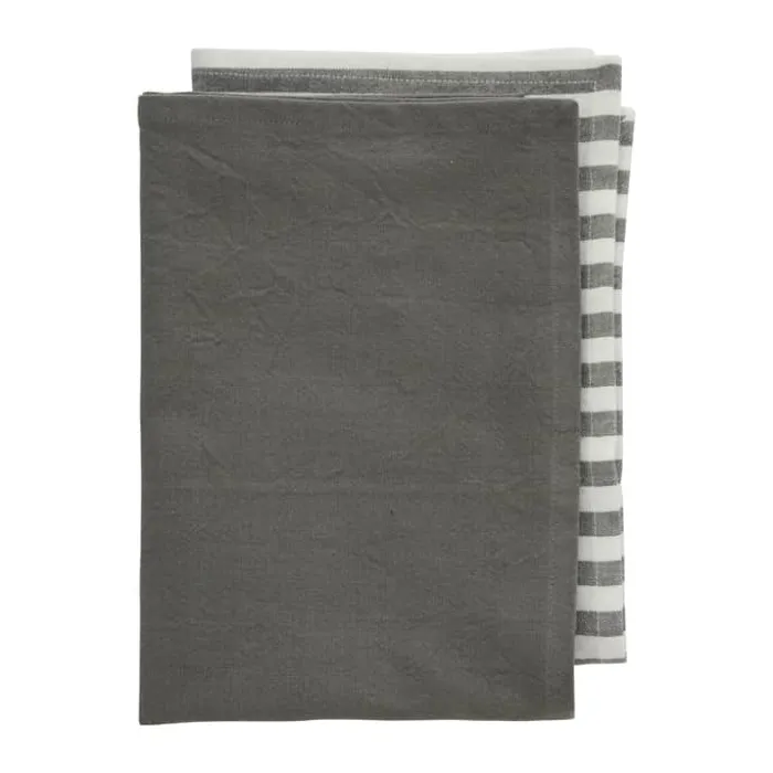 Lene Bjerre Estrille Viskestykke - 2 stk. B 50 x L 70 cm - Bomuld - Grå