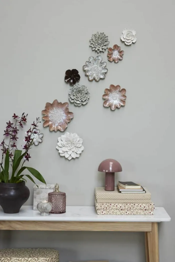 Lene Bjerre Floria Vægdekoration Ø 13,5 cm - Porcelæn - Grå