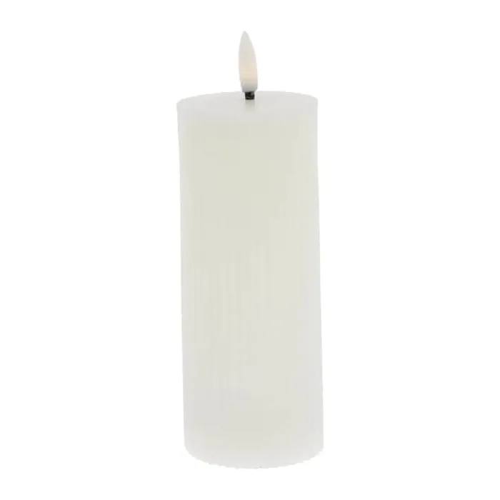 Lene Bjerre Lillia LED Bloklys Ø 6 x H 15 cm - Paraffin - Hvid