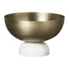 Lene Bjerre Marmilla Dekorationsfad Ø 26 x H 17 cm - Jern/marmor - Light gold/hvid
