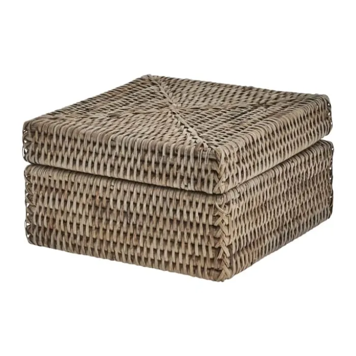 Lene Bjerre Norah Kurv m. Låg H 10 x B 18 x L 18 cm - Rattan - Natur
