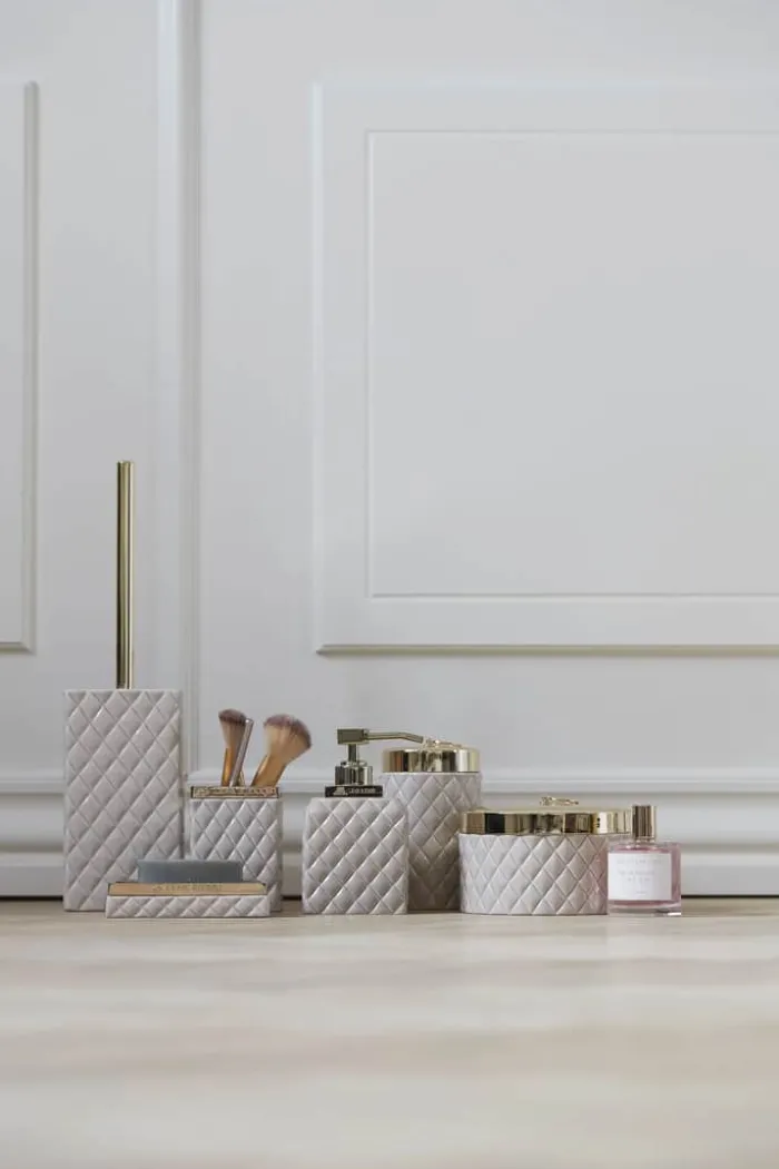 Lene Bjerre Portia Toiletbørste H 39 cm - Keramik - Beige/sølvfarvet