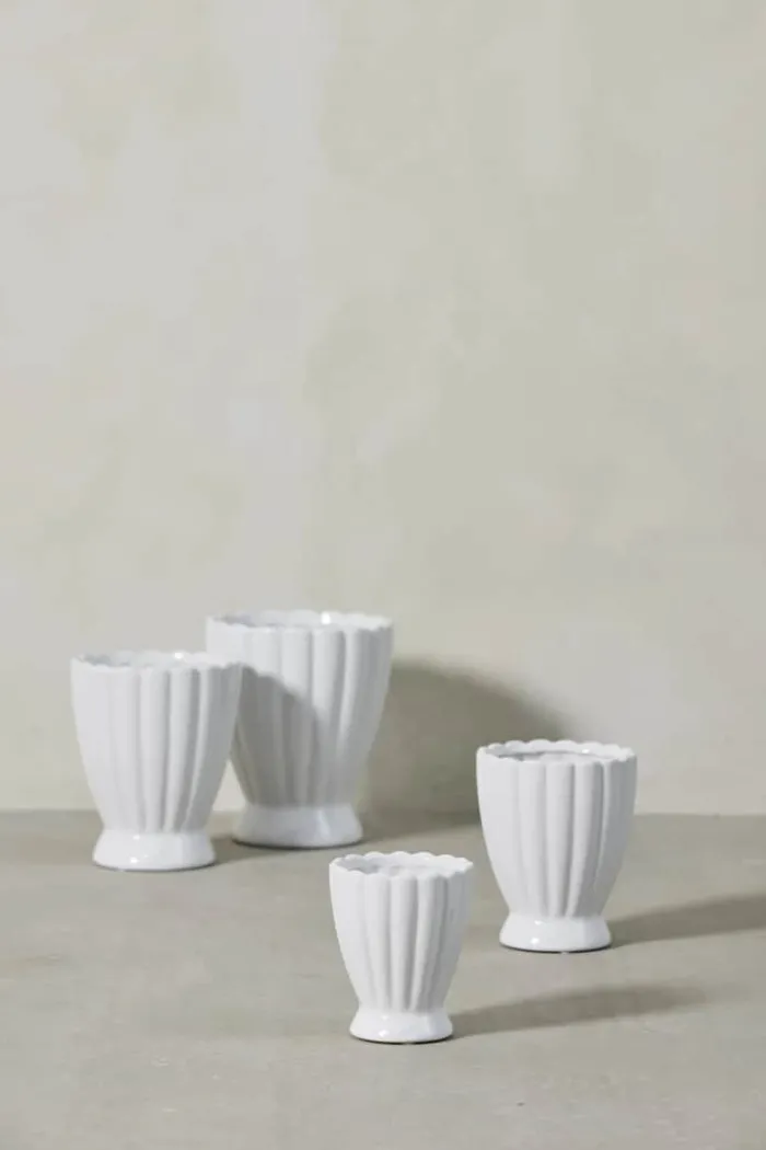 Lene Bjerre Shenella Urtepotteskjuler H 12 cm - Keramik - Hvid