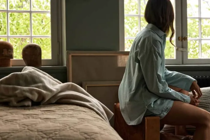 Lexington A Parkside Collection Pyjamassæt - 2 dele XL - Økologisk bomuld - Grøn/hvid