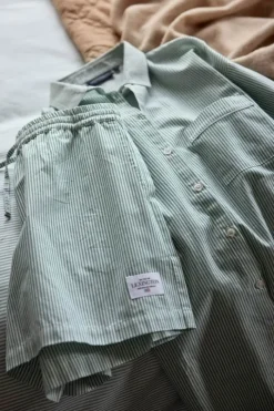 Lexington A Parkside Collection Pyjamassæt - 2 dele XL - Økologisk bomuld - Grøn/hvid