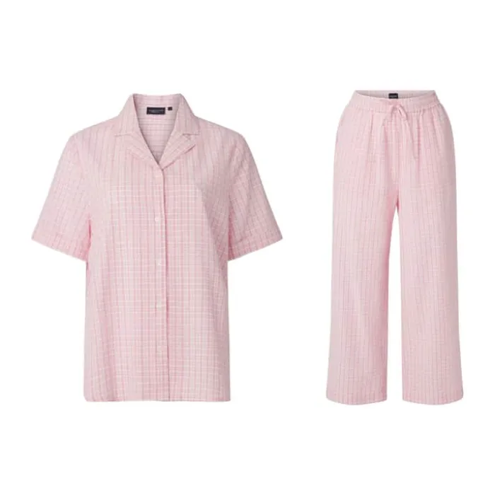 Lexington A Parkside Collection Lauren Pyjamassæt - 2 dele XS - Bomuld - Lyserød/hvid