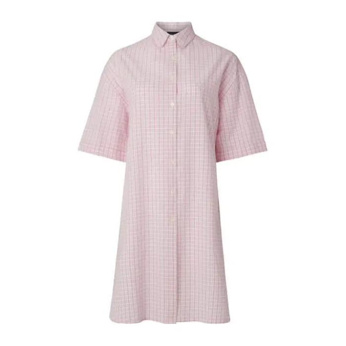 Lexington A Parkside Collection Lucy Natkjole XL - Bomuld - Lyserød/hvid