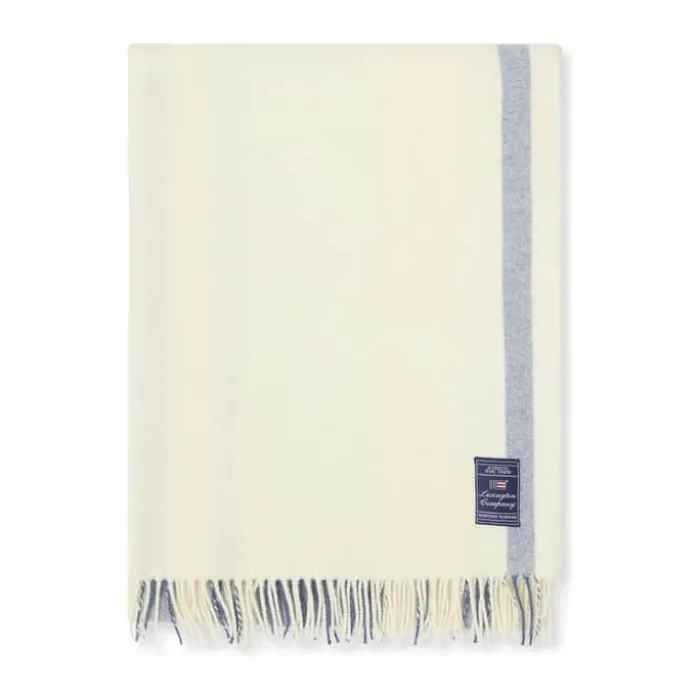 Lexington Costal Bloom Plaid B 130 x L 170 cm - Uld - Hvid/blå