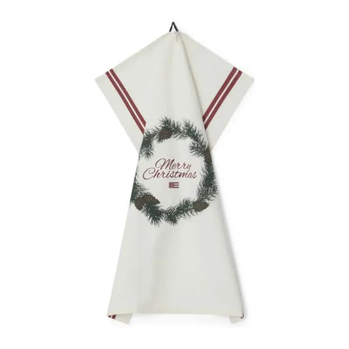 Lexington Holiday Collection 2023 Viskestykke - Merry Christmas B 50 x L 70 cm - Økologisk bomuld - Hvid
