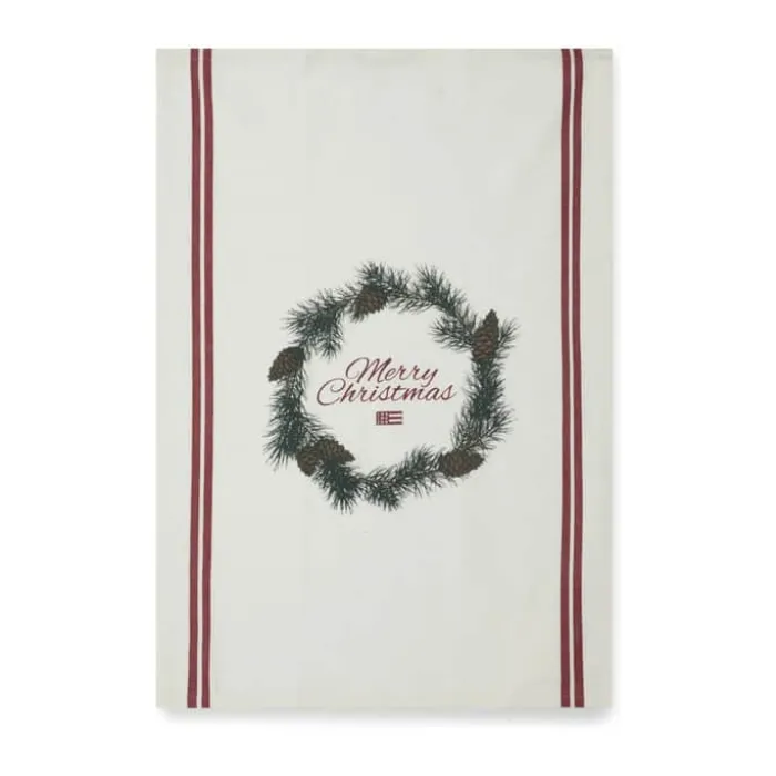 Lexington Holiday Collection 2023 Viskestykke - Merry Christmas B 50 x L 70 cm - Økologisk bomuld - Hvid