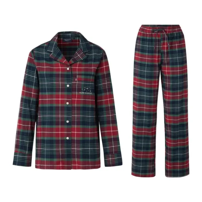 Lexington Holiday Collection 2023 Miranda Pyjamassæt - 2 dele S - Økologisk bomuld - Rød/blå/grøn